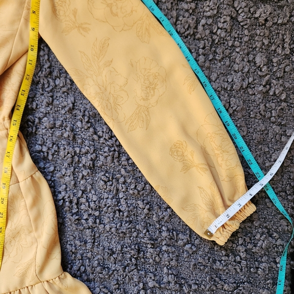 Wilfred Cairo Gold Yellow Floral Print Marvelle Ruffle  Dress Small - Picture 6 of 9